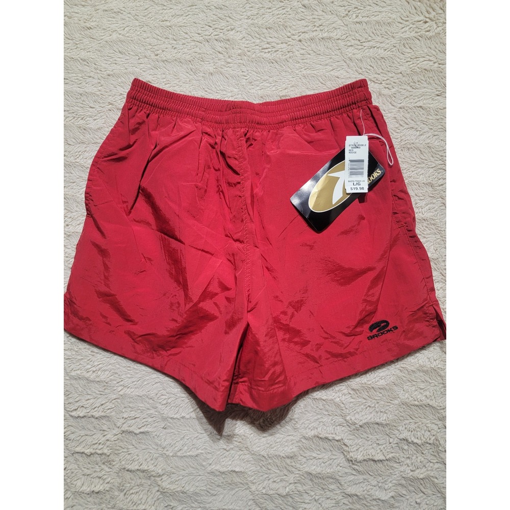 Brooks Mens Red Lined Swim Trunks Athletic Shorts 5060350 Large NWT